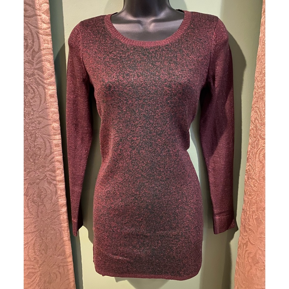 NWT Apt 9 Sparkle Wine Metallic Tunic Knit Sweater
